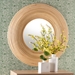 bali & pari Drucilla Modern Bohemian Natural Brown Rattan Round Accent Wall Mirror - RMWH01-Rattan Mirror