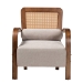 Baxton Studio Sage Modern Japandi Light Grey Fabric and Walnut Brown Finished Wood Arm Chair with Woven Rattan - RDS-S990-1S-Grey/Walnut PE Rattan-Chair