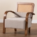 Baxton Studio Sage Modern Japandi Light Grey Fabric and Walnut Brown Finished Wood Arm Chair with Woven Rattan - RDS-S990-1S-Grey/Walnut PE Rattan-Chair