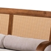 Baxton Studio Sage Modern Japandi Light Grey Fabric and Walnut Brown Finished Wood Sofa with Woven Rattan - RDS-S990-3S-Grey/Walnut PE Rattan-Sofa