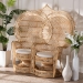 bali & pari Nerita Modern Bohemian Natural Brown Rattan Two-Seater Peacock Chair - WS044-Natural Rattan-CC