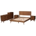 Baxton Studio Demeter Mid-Century Modern Walnut Brown Finished Wood King Size 5-Piece Bedroom Set - Demeter-Ash Walnut-King 5PC Bedroom Set