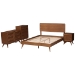 Baxton Studio Demeter Mid-Century Modern Walnut Brown Finished Wood Full Size 4-Piece Bedroom Set - Demeter-Ash Walnut-Full 4PC Bedroom Set
