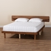 Baxton Studio Morana Mid-Century Modern Walnut Brown Finished Wood Queen Size Platform Bed with Built-in Shelf - MG0082-1S-Walnut-Queen