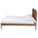 Baxton Studio Thatcher Mid-Century Modern Walnut Brown Finished Wood Queen Size Platform Bed with Woven Rattan - MG0211-Walnut-Queen