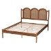 Baxton Studio Thatcher Mid-Century Modern Walnut Brown Finished Wood Queen Size Platform Bed with Woven Rattan - MG0211-Walnut-Queen