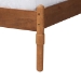 Baxton Studio Thatcher Mid-Century Modern Walnut Brown Finished Wood Queen Size Platform Bed with Woven Rattan - MG0211-Walnut-Queen