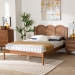 Baxton Studio Thatcher Mid-Century Modern Walnut Brown Finished Wood Queen Size Platform Bed with Woven Rattan - MG0211-Walnut-Queen