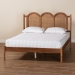 Baxton Studio Thatcher Mid-Century Modern Walnut Brown Finished Wood Queen Size Platform Bed with Woven Rattan - MG0211-Walnut-Queen