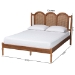 Baxton Studio Thatcher Mid-Century Modern Walnut Brown Finished Wood Queen Size Platform Bed with Woven Rattan - MG0211-Walnut-Queen