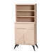 Baxton Studio Draper Mid-Century Modern Two-Tone Light Brown and Black Wood Kitchen Cabinet - KBL2349-Natural/Black-1DW-Kitchen Cabinet