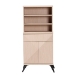 Baxton Studio Draper Mid-Century Modern Two-Tone Light Brown and Black Wood Kitchen Cabinet - KBL2349-Natural/Black-1DW-Kitchen Cabinet