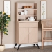 Baxton Studio Draper Mid-Century Modern Two-Tone Light Brown and Black Wood Kitchen Cabinet - KBL2349-Natural/Black-1DW-Kitchen Cabinet