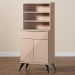 Baxton Studio Draper Mid-Century Modern Two-Tone Light Brown and Black Wood Kitchen Cabinet - KBL2349-Natural/Black-1DW-Kitchen Cabinet