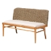 bali & pari Denver Modern Bohemian Natural Seagrass and Acacia Wood 3-Piece Dining Nook Set - Denver-Natural Seagrass-3PC Dining Set