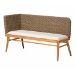 bali & pari Denver Modern Bohemian Natural Seagrass and Acacia Wood 3-Piece Dining Nook Set - Denver-Natural Seagrass-3PC Dining Set