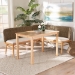 bali & pari Denver Modern Bohemian Natural Seagrass and Acacia Wood 3-Piece Dining Nook Set - Denver-Natural Seagrass-3PC Dining Set