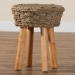 bali & pari Denver Modern Bohemian Natural Seagrass and Acacia Wood Stool - Denver-Natural Seagrass-Stool
