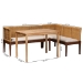 bali & pari Tabanan Modern Bohemian Natural Brown Rattan and Brown Acacia Wood 3-Piece Dining Nook set - Tabanan-Light Honey/Light Brown-3PC Dining Set