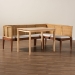 bali & pari Tabanan Modern Bohemian Natural Brown Rattan and Brown Acacia Wood 3-Piece Dining Nook set - Tabanan-Light Honey/Light Brown-3PC Dining Set