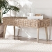 bali & pari Raisa Modern Bohemian Natural Kubu Rattan and Grey Acacia Wood Accent Bench - Mona Kubu-Grey/Natural/Light Brown-Bench (no back)