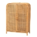 bali & pari Curacao Modern Bohemian Light Honey Rattan 2-Door Storage Cabinet - Curacao-Light Honey Rattan-Medium-Cabinet