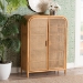 bali & pari Curacao Modern Bohemian Light Honey Rattan 2-Door Storage Cabinet - Curacao-Light Honey Rattan-Medium-Cabinet