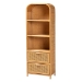 bali & pari Curacao Modern Bohemian Light Honey Rattan 2-Drawer Bookcase - Curacao-Light Honey Rattan-Bookcase