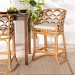 bali & pari Veneto Modern Bohemian Light Honey and Dark Brown Rattan Bar Stool - Veneto-Light Honey Rattan/Dark Brown Contrast-BS