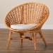 bali & pari Aerin Modern Bohemian Natural Rattan Accent Chair - Aerin-Light Honey Rattan-CC