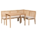 bali & pari Kalimantan Bohemian Light Honey Rattan 3-Piece Dining Nook Set