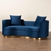 Baxton Studio Deserae Glam and Luxe Navy Blue Velvet and Brushed Gold Metal Sofa - TSF-7021-Navy Blue Velvet-Sofa