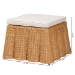 bali & pari Palm Bohemian Honey Scallop Rattan Ottoman - Palm-Light Honey Rattan-Ottoman w/ Cushion