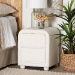 Baxton Studio Bonilla Modern White Teddy-Bear Fabric and Rubberwood 2-Drawer Nightstand - BBT3220.11-White-NS