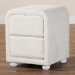 Baxton Studio Bonilla Modern White Teddy-Bear Fabric and Rubberwood 2-Drawer Nightstand - BBT3220.11-White-NS