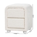 Baxton Studio Bonilla Modern White Teddy-Bear Fabric and Rubberwood 2-Drawer Nightstand - BBT3220.11-White-NS