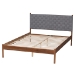 Baxton Studio Estela Mid-Century Modern Grey Woven Fabric and Walnut Brown Wood Queen Size Platform Bed - MG0220-1-Grey Weaved/Walnut-Queen