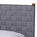 Baxton Studio Estela Mid-Century Modern Grey Woven Fabric and Walnut Brown Wood Queen Size Platform Bed - MG0220-1-Grey Weaved/Walnut-Queen