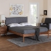 Baxton Studio Estela Mid-Century Modern Grey Woven Fabric and Walnut Brown Wood Queen Size Platform Bed - MG0220-1-Grey Weaved/Walnut-Queen