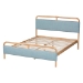 Baxton Studio Mateo Modern and Contemporary Baby Blue Fabric and Natural Wood Queen Size Platform Bed - MG0110-Blue/Natural-Queen