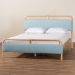 Baxton Studio Mateo Modern and Contemporary Baby Blue Fabric and Natural Wood Queen Size Platform Bed - MG0110-Blue/Natural-Queen