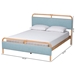 Baxton Studio Mateo Modern and Contemporary Baby Blue Fabric and Natural Wood Queen Size Platform Bed - MG0110-Blue/Natural-Queen