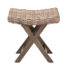 bali & pari Hayate Bohemian Grey Kubu Rattan and Mahogany Wood Ottoman Footstool - MD-36092/Bunnik-Grey Natural-Stool