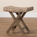 bali & pari Hayate Bohemian Grey Kubu Rattan and Mahogany Wood Ottoman Footstool - MD-36092/Bunnik-Grey Natural-Stool
