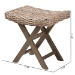 bali & pari Hayate Bohemian Grey Kubu Rattan and Mahogany Wood Ottoman Footstool - MD-36092/Bunnik-Grey Natural-Stool