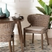 bali & pari Niesha Bohemian Grey Natural Kubu Rattan and Mahogany Wood Dining Chair - MD-39222-Kubu Grey/Natural Rattan-DC