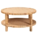 bali & pari Kalimantan Bohemian Light Honey Rattan and Mahogany Wood Coffee Table - KALIMANTAN-Light Honey Round-Rattan-Coffee Table