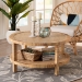bali & pari Kalimantan Bohemian Light Honey Rattan and Mahogany Wood Coffee Table - KALIMANTAN-Light Honey Round-Rattan-Coffee Table