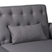 Baxton Studio Chesterfield Retro-Modern Slate Grey Fabric Upholstered Convertible Sleeper Sofa - Chesterfield-Slate Grey-RFC