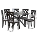 Baxton Studio Luise Modern Grey Fabric and Dark Brown Finished Wood 7-Piece Dining Set - Luise-Grey/Dark Brown-7PC Dining Set